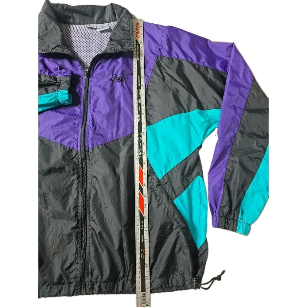 ASICS Vintage 90s Colorblock Windbreaker Jacket Purple Teal Men's Size M Retro